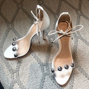 ✨Schutz PVC and leather high heels -white and silver✨